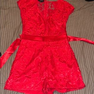 Bebe size 0 red lace romper
